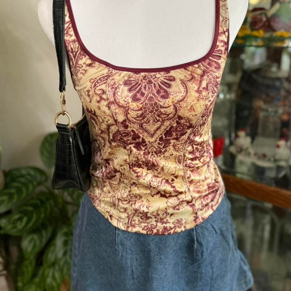 Y2k babydoll cami top maroon
